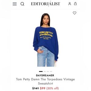 NWT Daydreamer Blue Tom Petty Vintage Sweatshirt 💙💛